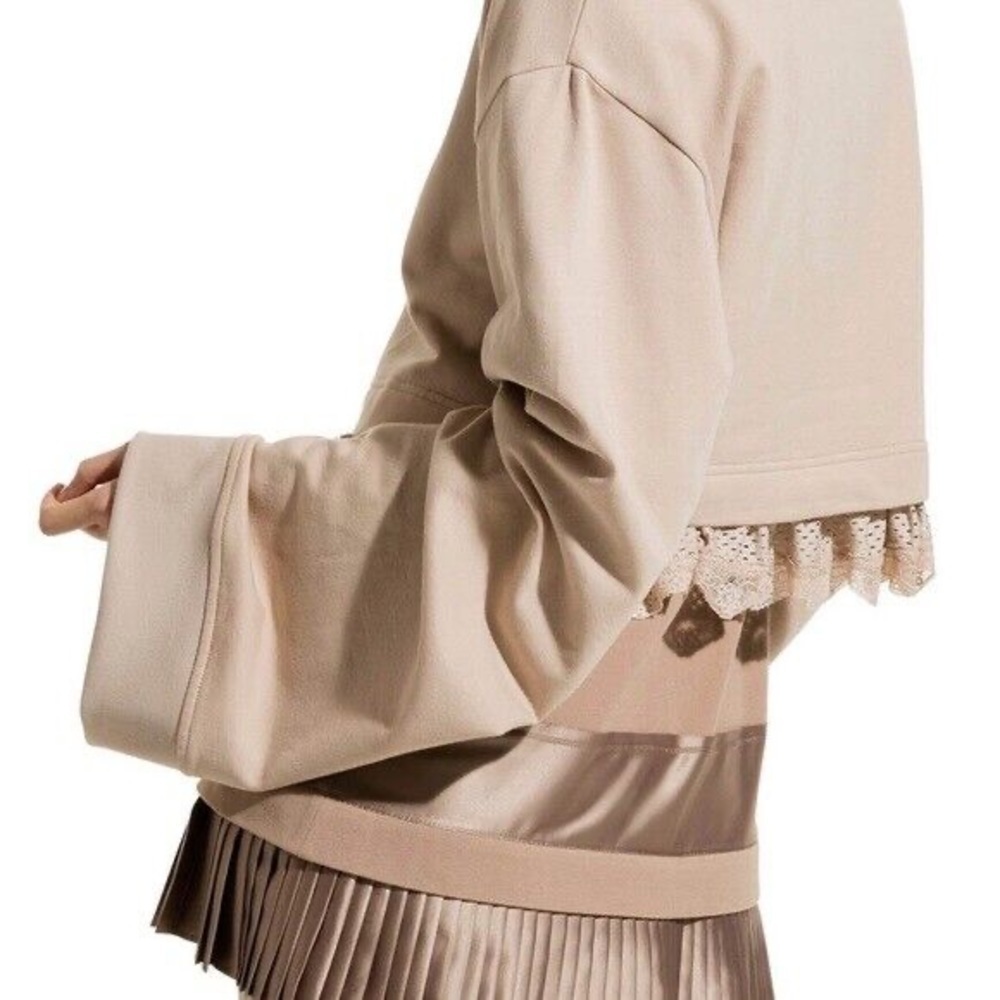 Fenty Puma Rihanna cropped nude top extra long sleeves unique designer pullover